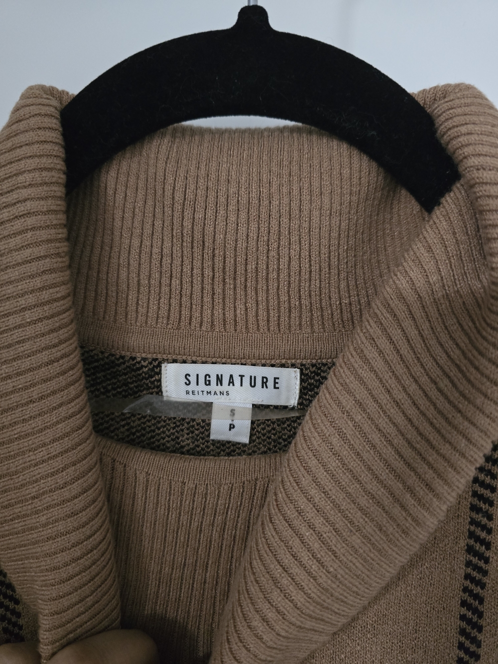 Reitmans Camel and Black Plaid Turtleneck Sweater Dress - Picture 2 of 3